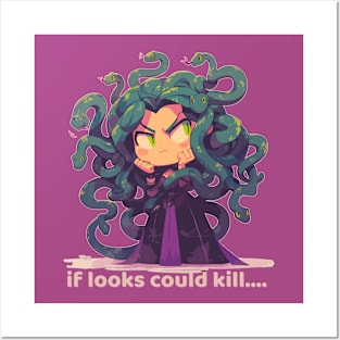 If Looks Could Kill... Super Cute Chibi Anime Gorgon Medusa Posters and Art